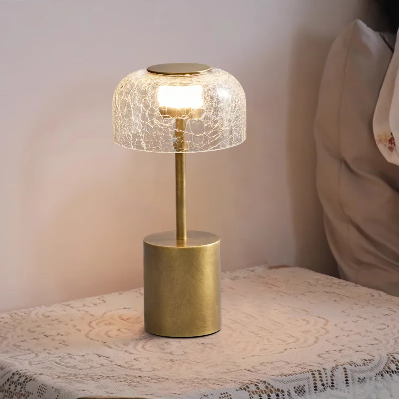 Crack Glass Solid Brass Table Lamp