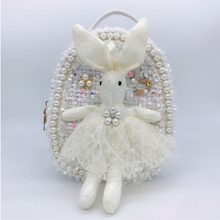 Mini Children Backpack Purse with Stuffed Bunny Gift for Girls
