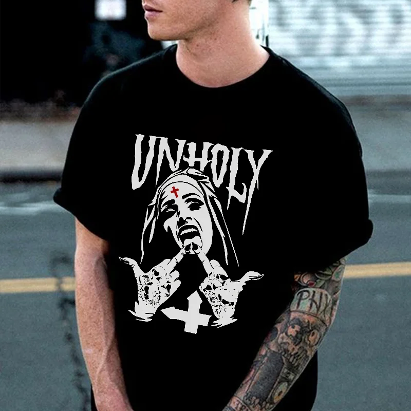 Unholy Nun Print Men's T-shirt -  