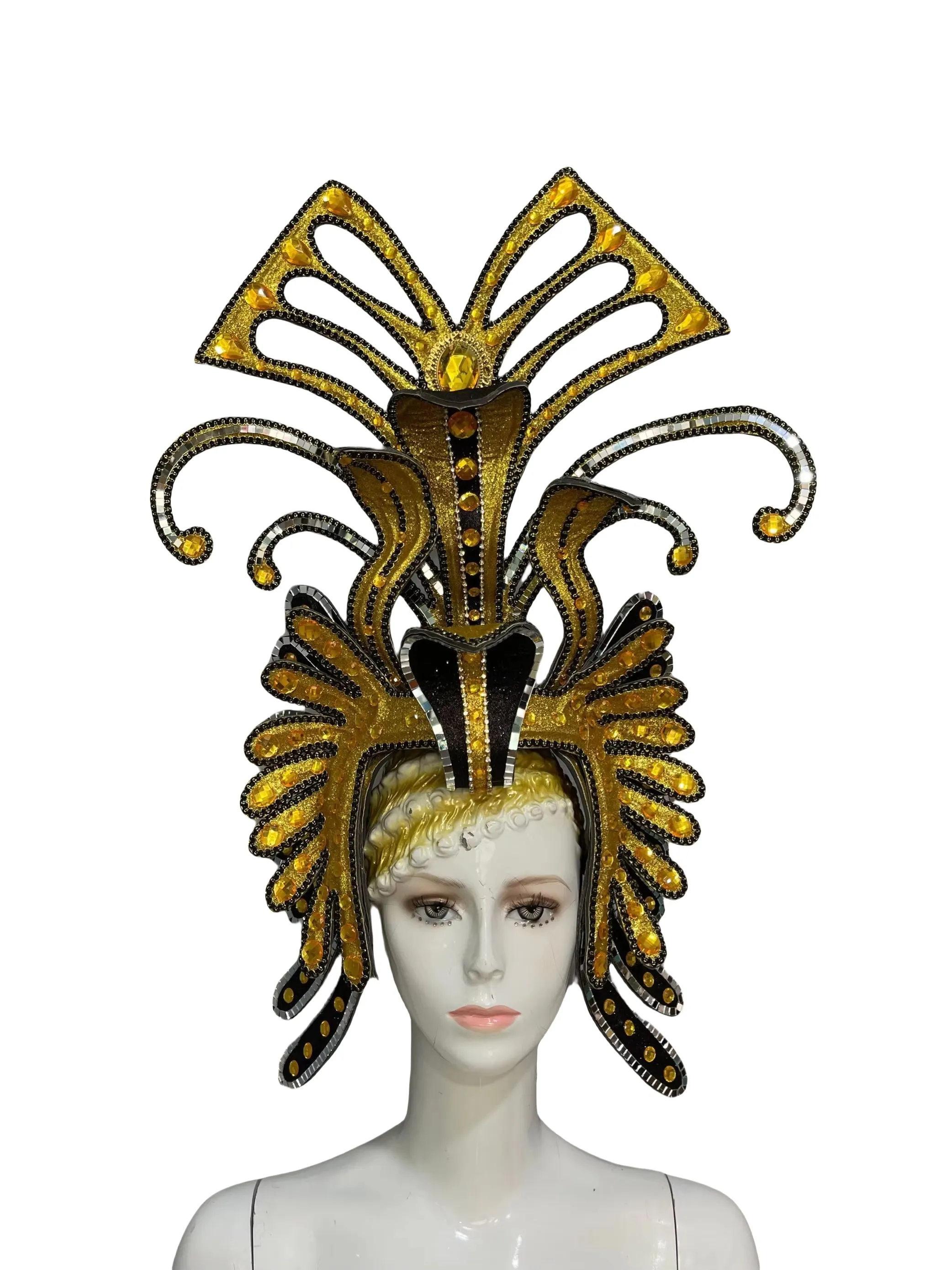 VCSHOES Feather headdress samba costume carnival halloween party bar performance hat makeup dance wings parade