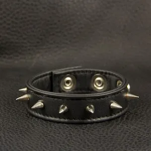 pornhint Pornhint Adjustable Spiked Leather Cockring in Gunmetal or Chrome.
