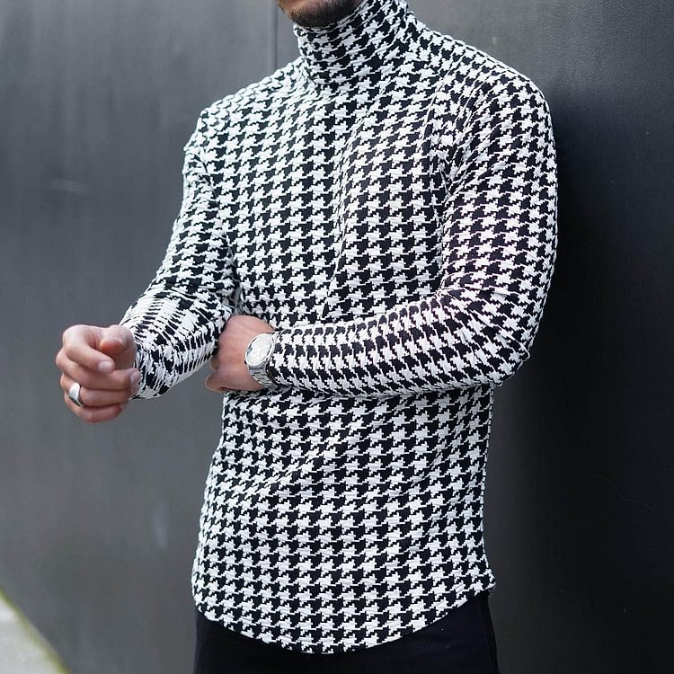 Men's Casual Slim Thick Tops Waffle Textured Long Sleeve T-Shirts Bottoming Shirts