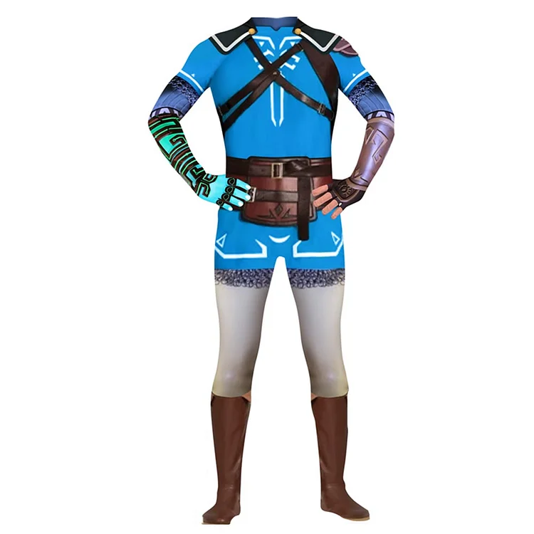 The Legend Of Zelda: Tears Of The Kingdom Link Blue Jumpsuit Set Outfits Cosplay Costume Suit