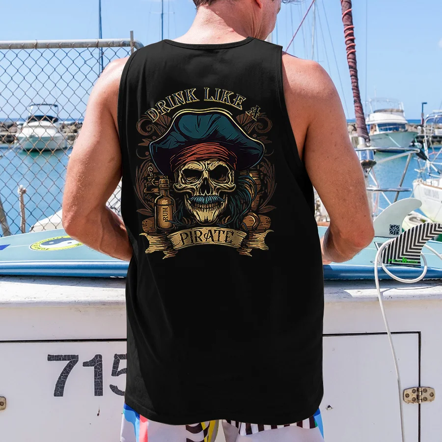 Drink Like A Pirate Printed Men's Tank