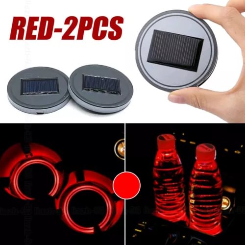 Dronehint 2x Car Interior Parts Red LED Solar Cup Pads Cover Decoration Light Accessories (For: Acura) Parts