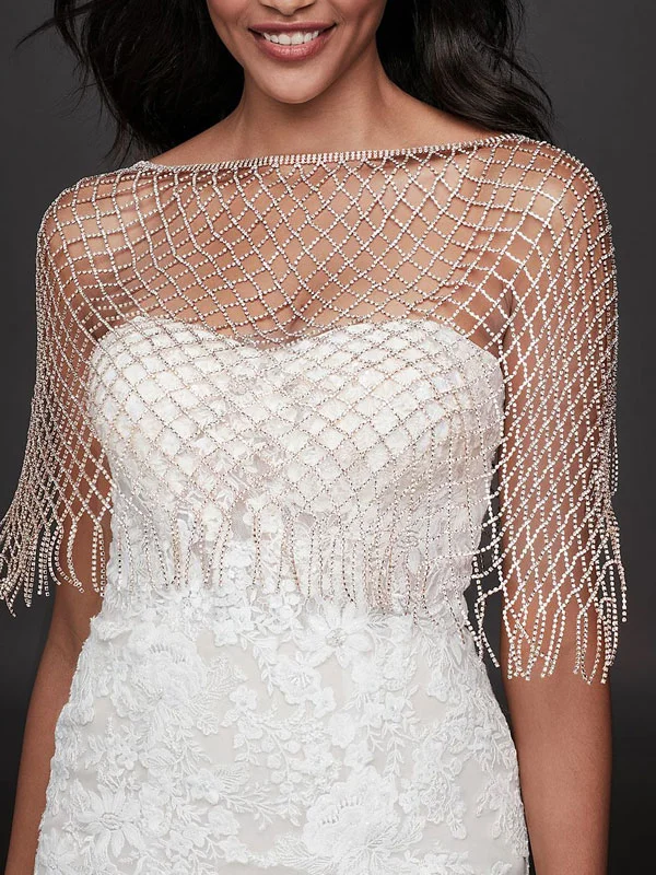Fringed Crystal Pave Gown Shawl