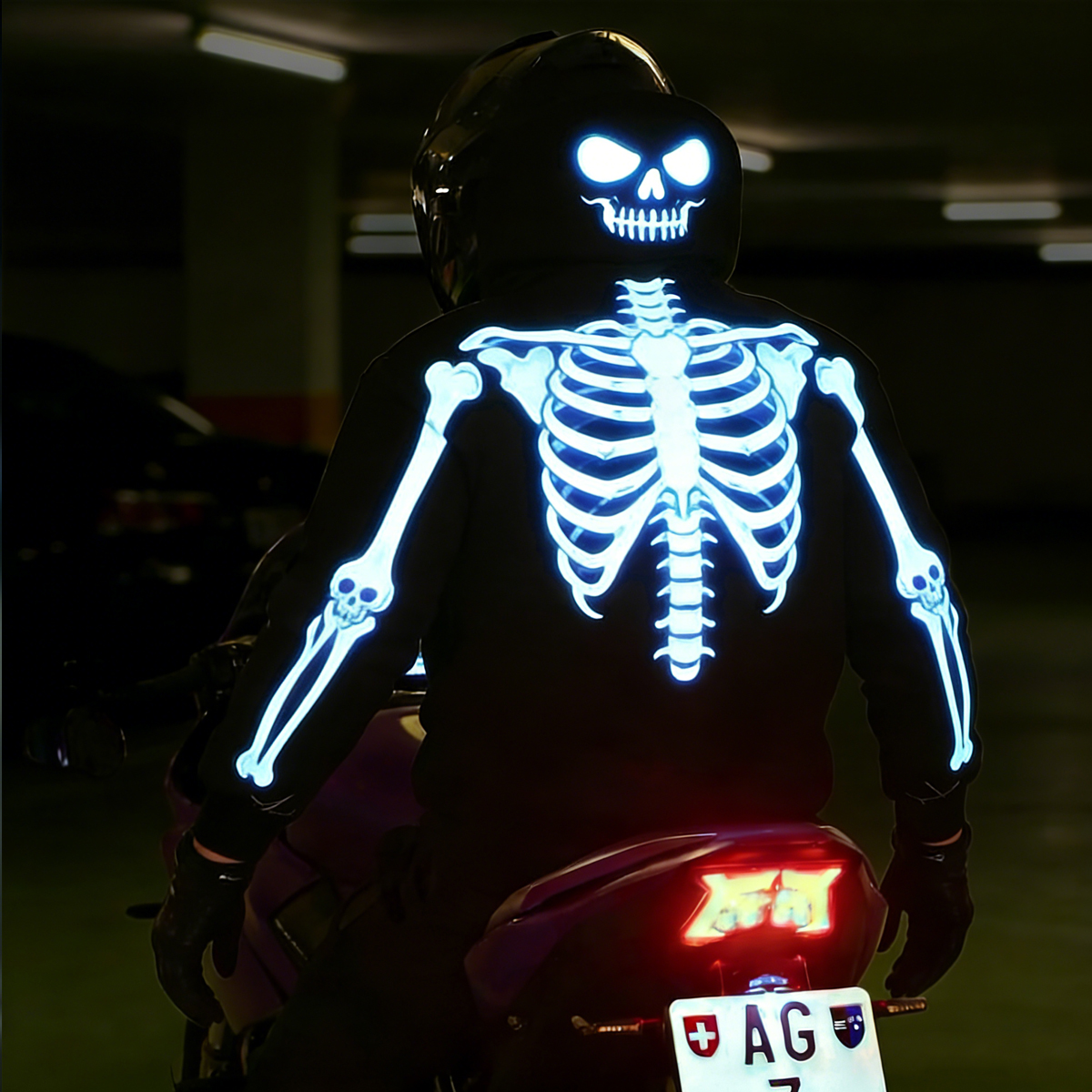 Luminous Skeleton Design Motorcycle Hoodie