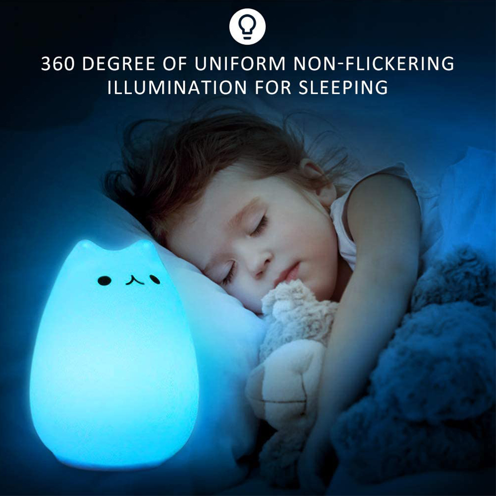 Cute 7 Color LED Night Light Soft Silicone Cat Pat Lamp Kids Bedside Gifts, 501 Original
Cute 7 Color LED Night Light Soft Silicone Cat Pat Lamp Kids Bedside Gifts, 501 Original