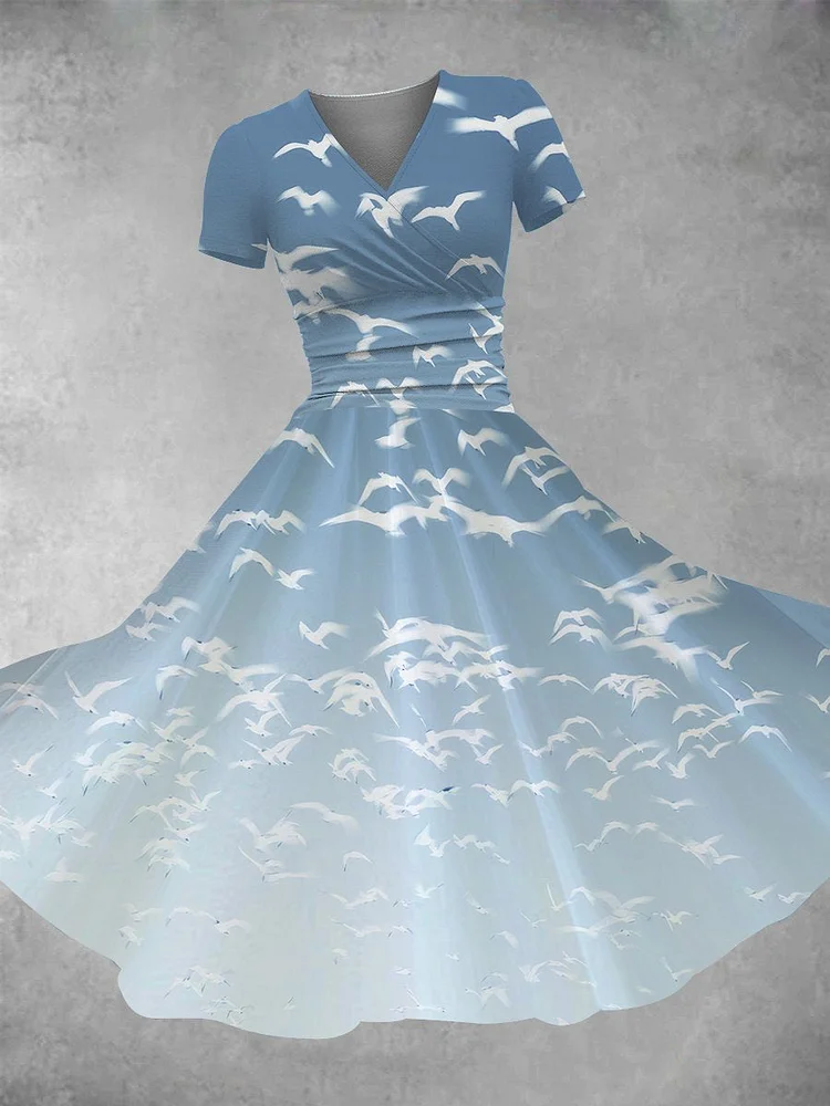 Women's Seagull Print Maxi Dress