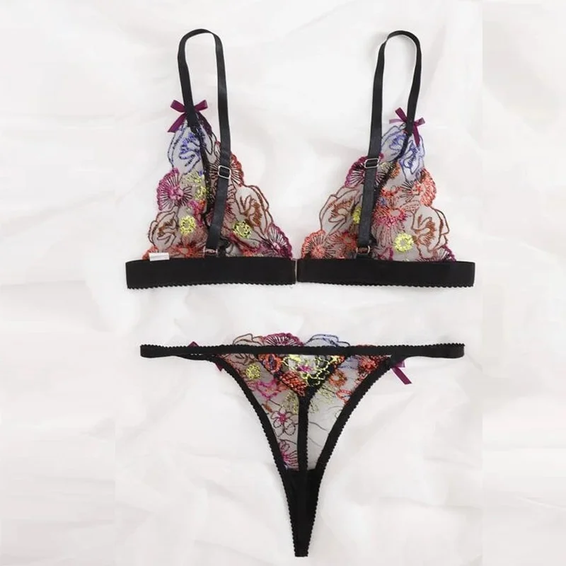 Billionm Underwear Set Flower Embroidery Women S Lingerie Sexy