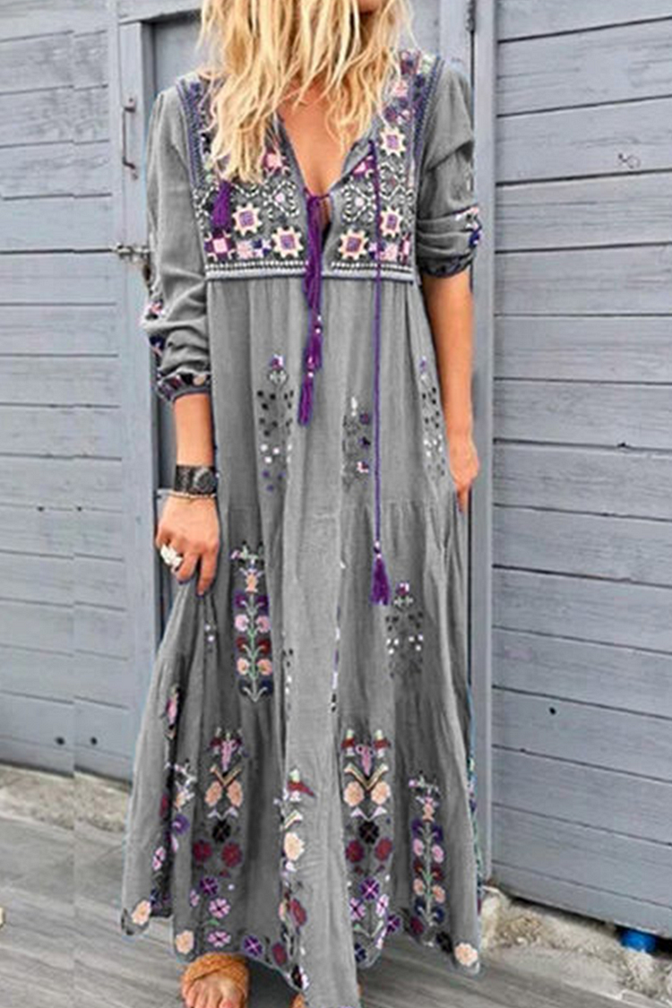 Fashion Print V Neck Straight Dresses(4 Colors) - Life is Beautiful for You - SheChoic