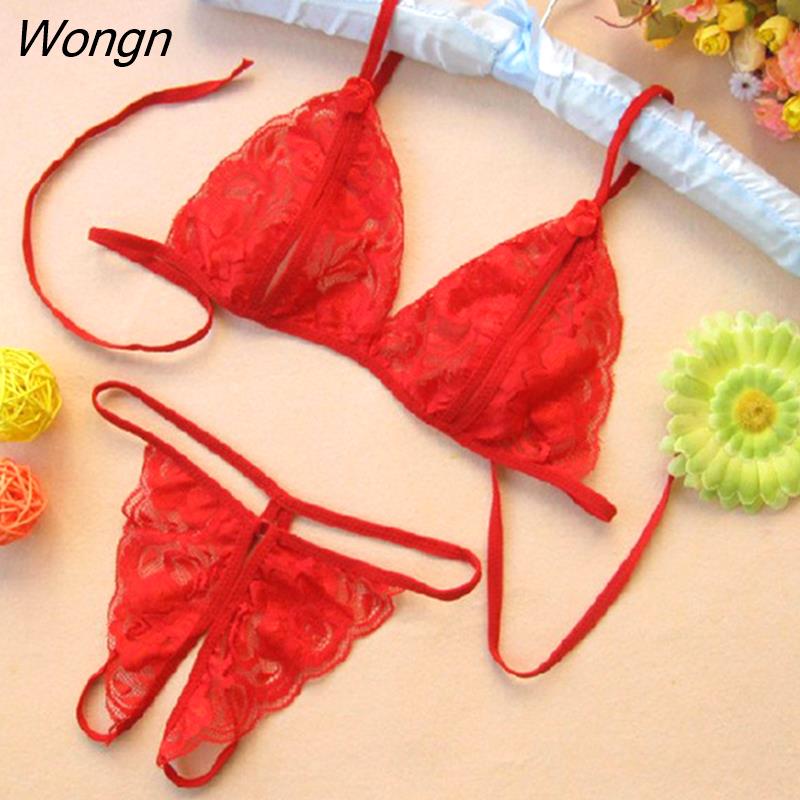 Wongn Lace Lingerie Set Sensual Women Hollow Out Transparent Women