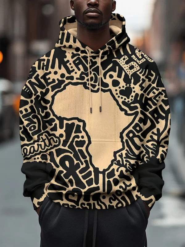 Men's Black Pride African Print Casual Hoodie