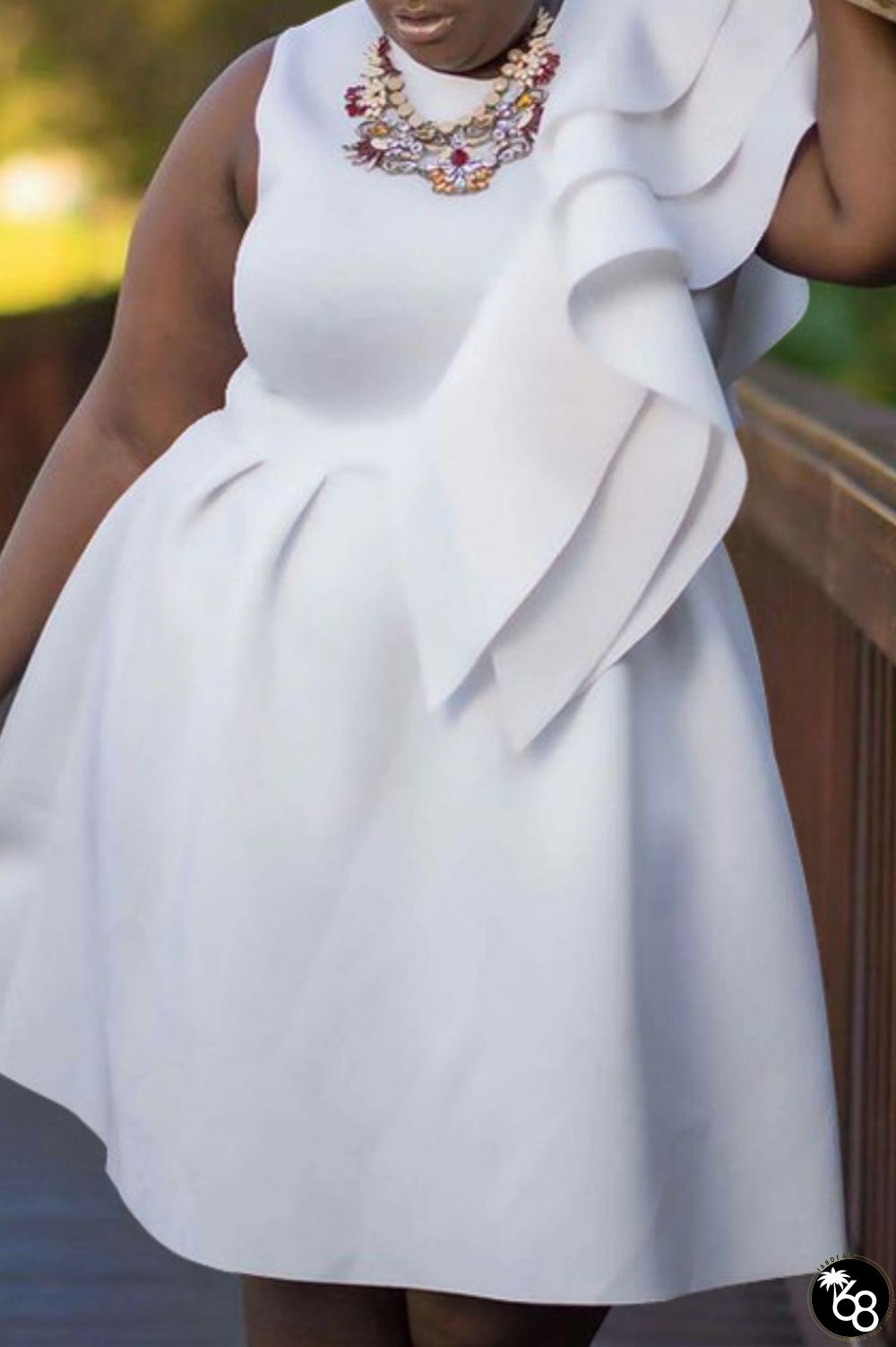 Casual Solid Patchwork O Neck Sleeveless Dress Plus Size Dresses | 168DEAL