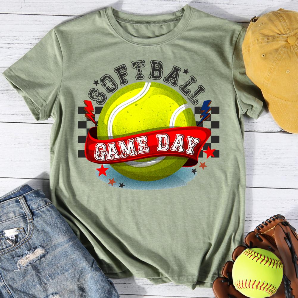 softball game day Round Neck T-shirt-0024346-Guru-buzz