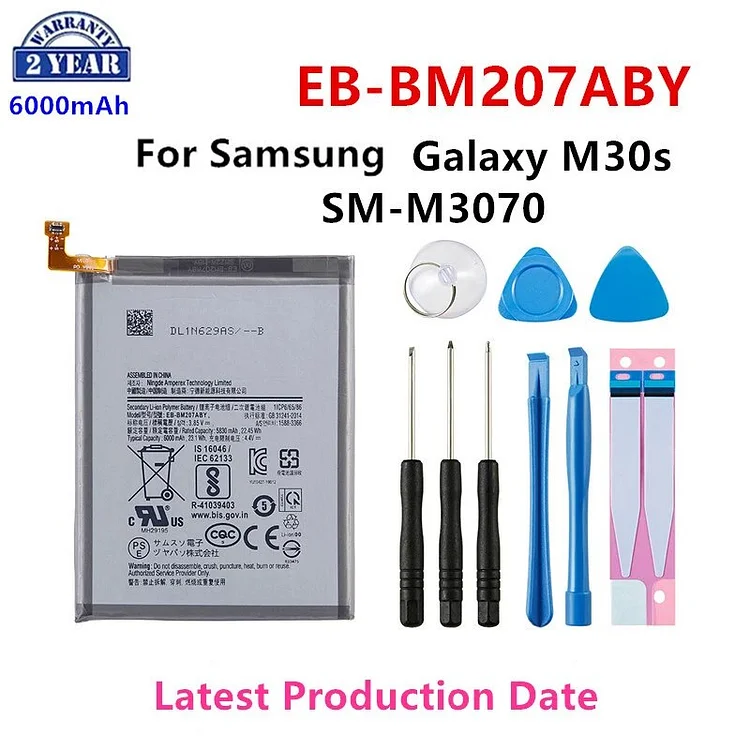 Brand New EB-BM207ABY Replacement 6000mAh Battery For Samsung Galaxy M30s SM-M3070 Mobile Phone Batteries+Tools