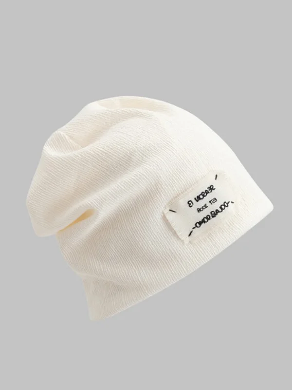 Minimalist Casual Cool Letter Applique Pure Color Knitting Hat