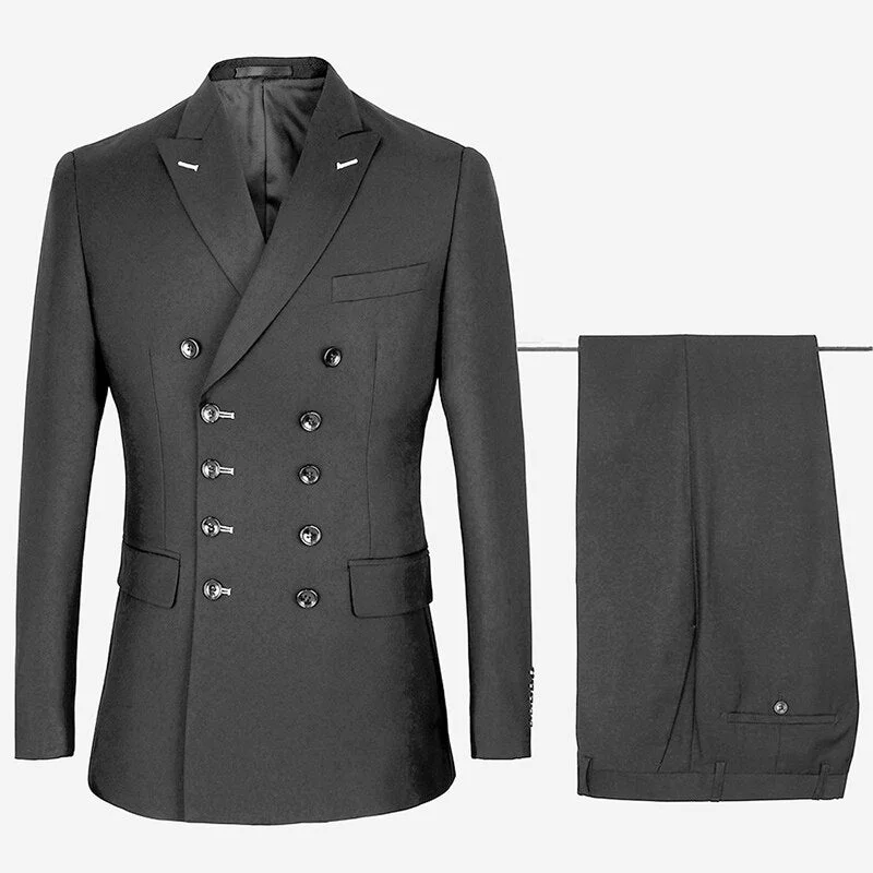 Graduation Gift Men Slim Fit  Fashion Business Casual Double Breasted Blazers Jacket Coat Trousers Graduation  Party Skinny 2 Pcs Suits Pants