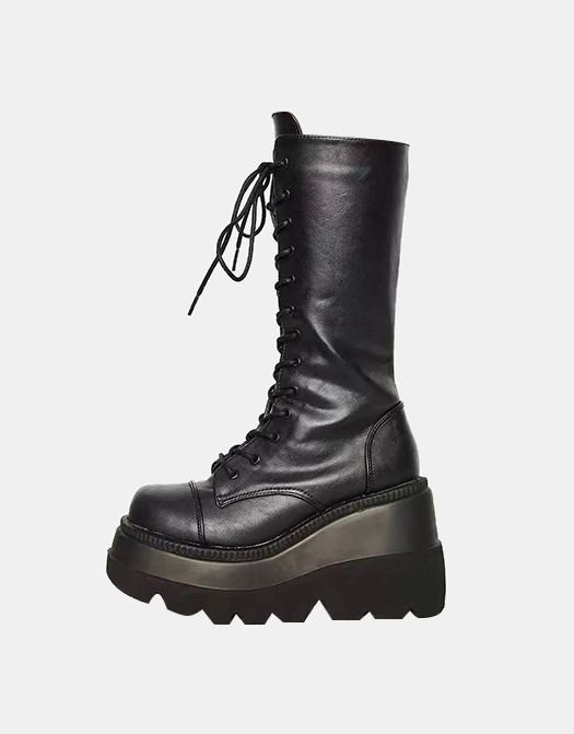 Goth Punk Platform Boots Motorcycle Rider Boots High Boots