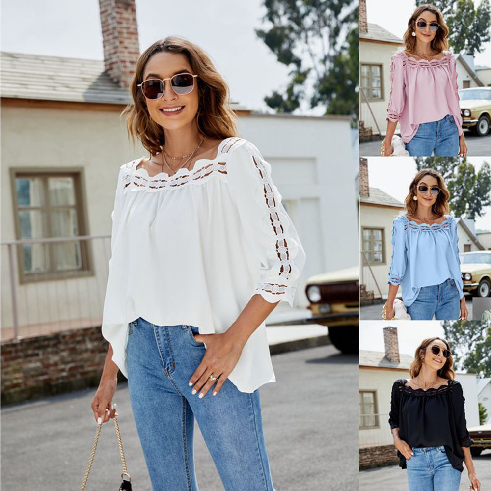 Top a maniche corte con pannelli in pizzo