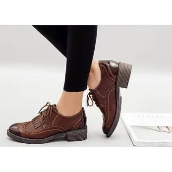 Brown Fringe Lace-up Vintage Brogues Oxfords Vdcoo