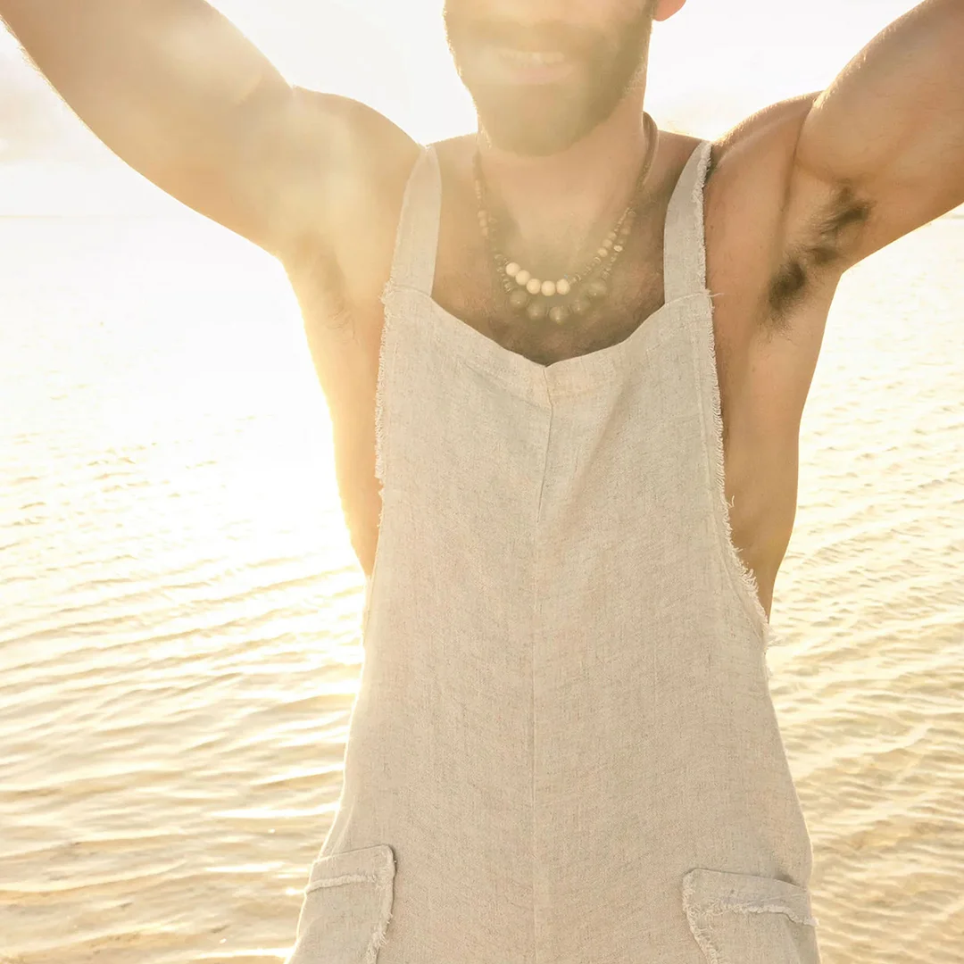 Men's Sleeveless Linen Jumpsuit-inspireuse