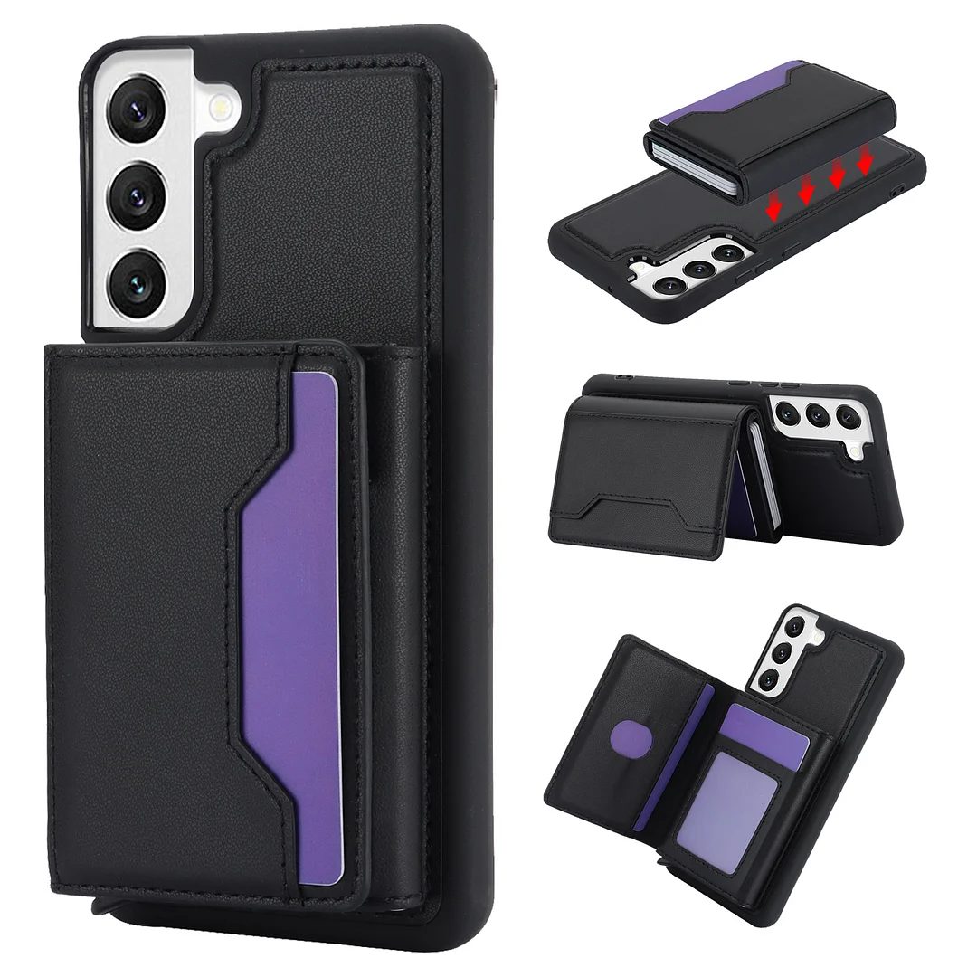 Detachable Magnetic Wallet Leather Phone Case With Cards Slot And Kickstand For Galaxy S22+/S22 Ultra/S23+/S23 Ultra