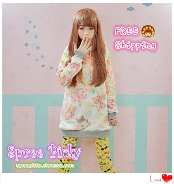 J-fashion Velveteen Sweater - Cute Animals SP130110