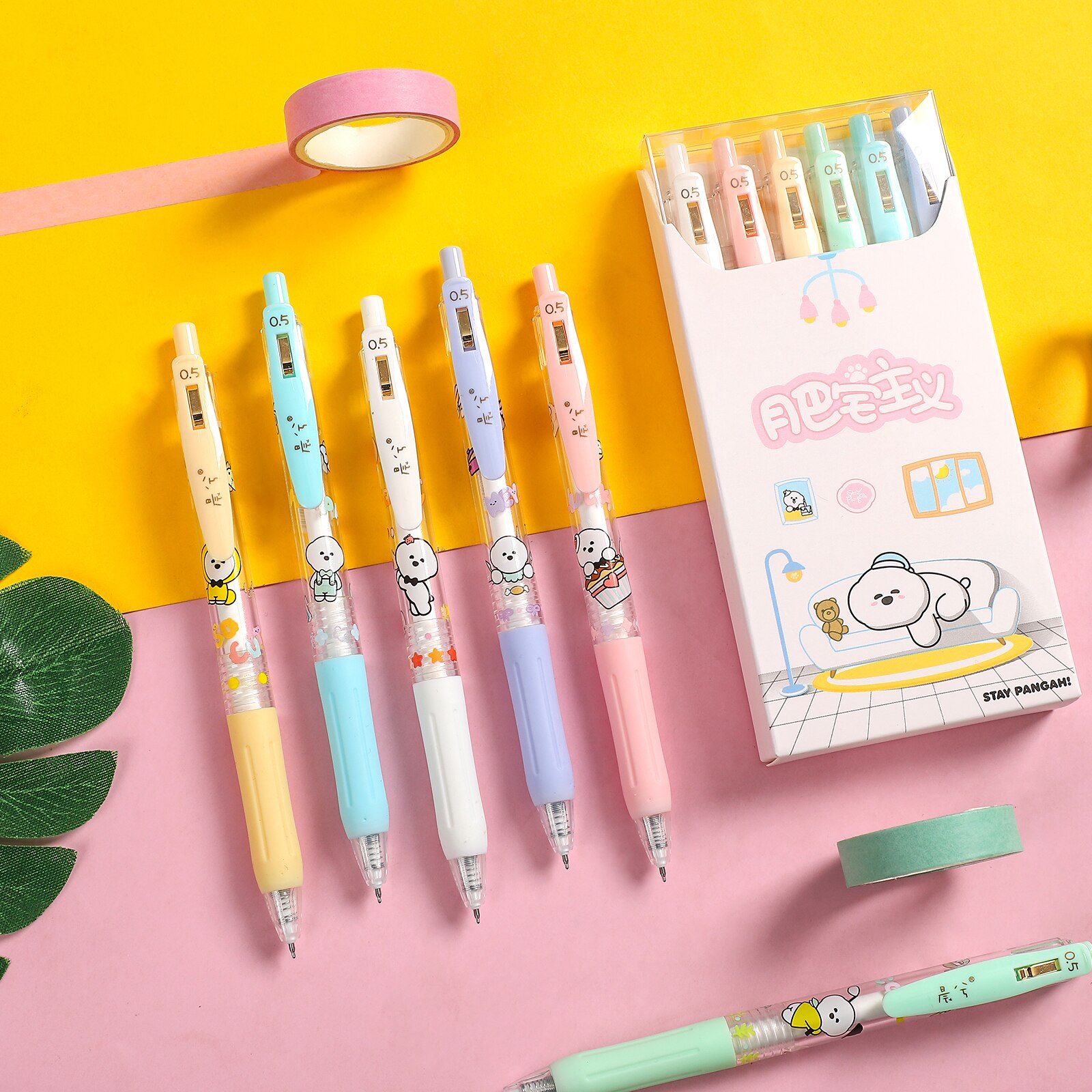 6pcs, Sakura Pens, Pink Pens, 0.5mm, Gel Pen, Cartoon Pen, Kawaii