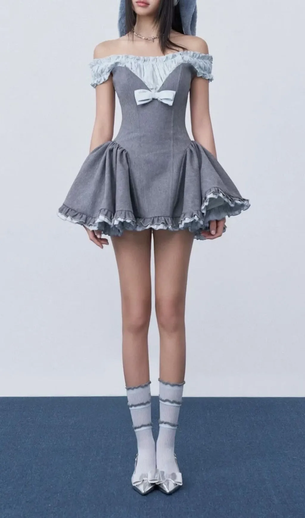 hutch off-the-shoulder bow mini dress Hutch Off-The-Shoulder Bow Mini Dress In Black - 75% Off