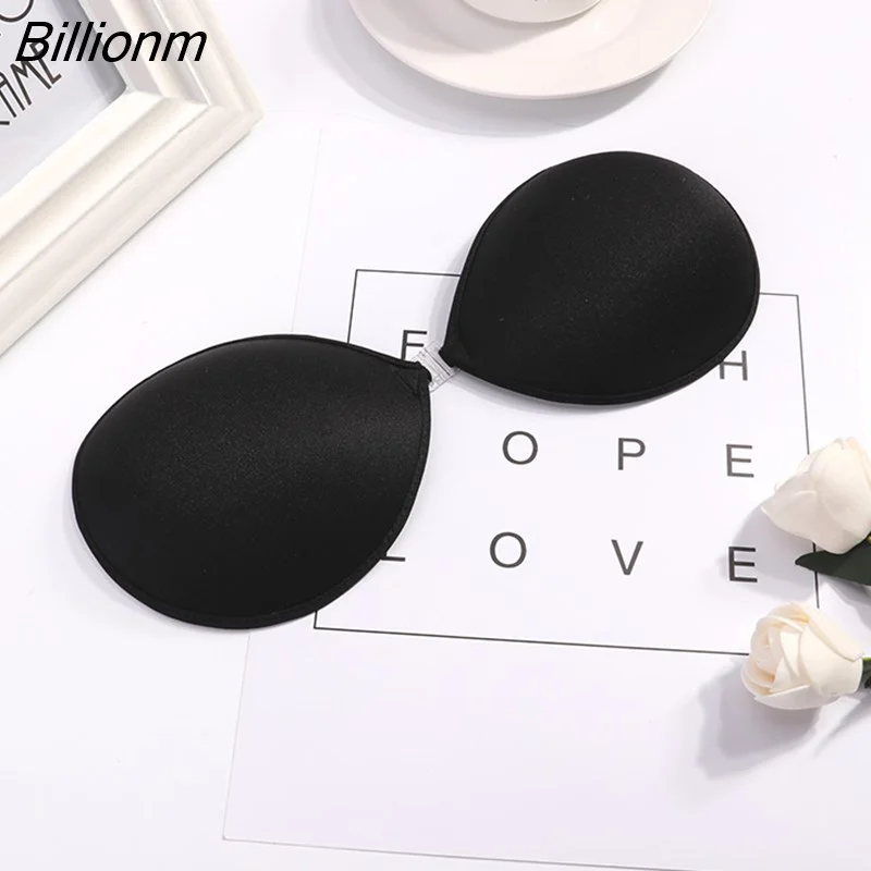 Billionm Sexy Women Invisible Push Up Bra Self-Adhesive Silicone Bust Front Closure Sticky Bra Black Skin Backless Strapless Bra