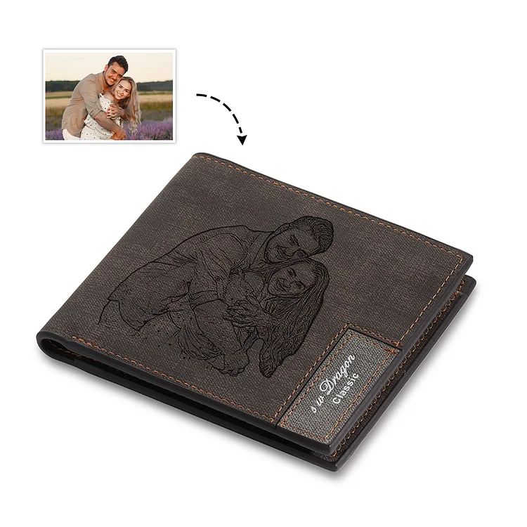 Men Photo Wallet Personalized Wallet Custom With Engraving Gifts for Dad