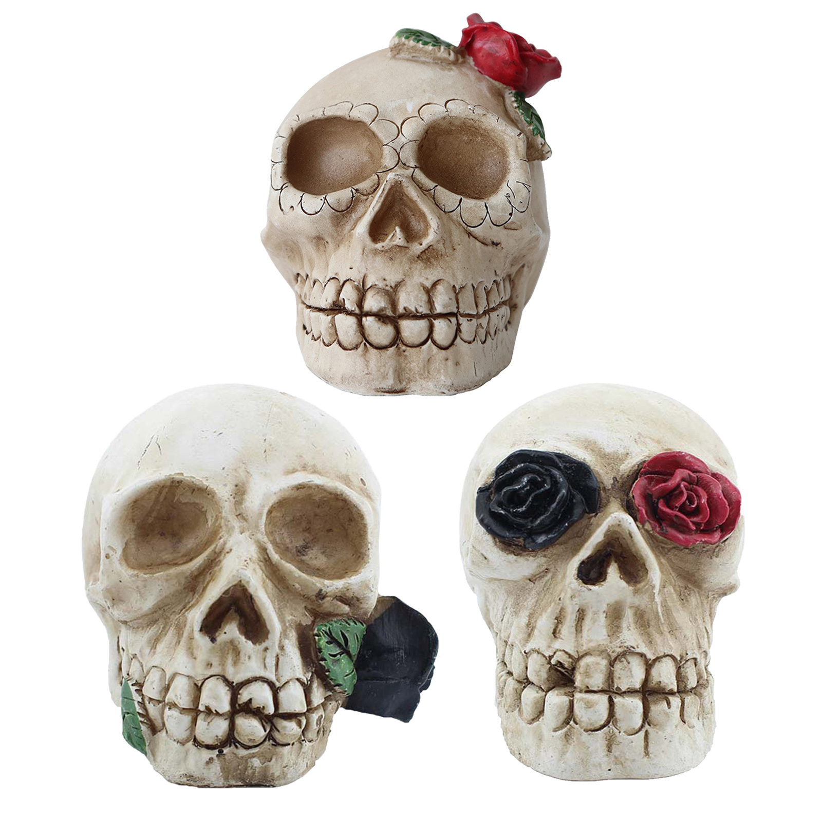 Halloween Skeleton LED Lights - Resin Skull Statues Ornaments with Flowers, Small black flowers at the mouth, 501 Original
Halloween Skeleton LED Lights - Resin Skull Statues Ornaments with Flowers, Small black flowers at the mouth, 501 Original