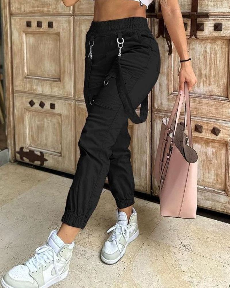 Slimming Elastic Strap Casual Pants