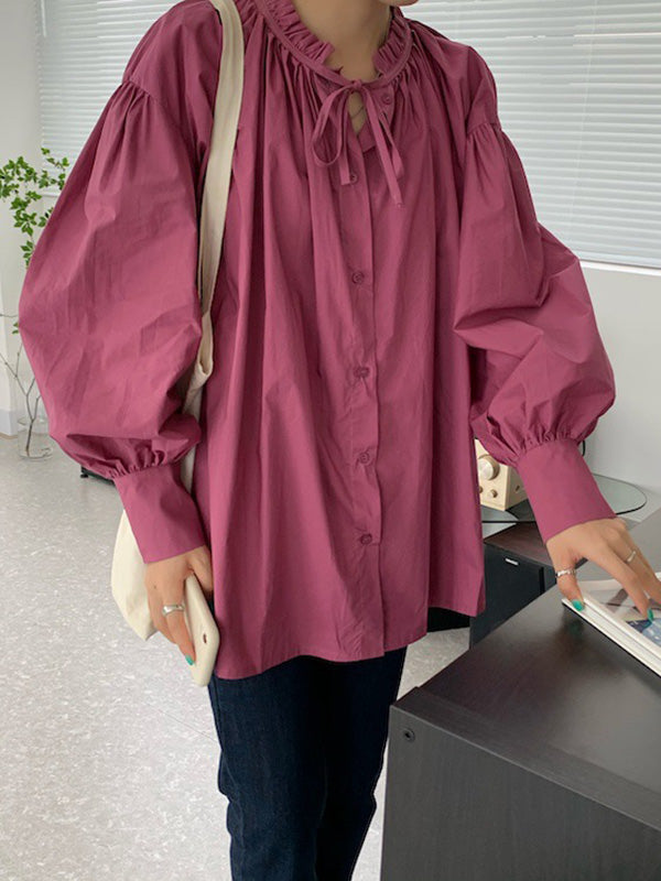 14845 Purple Elastic Cuff Blouse
