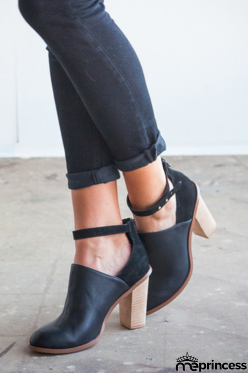 Ankle Strap Chunky Heel Pumps