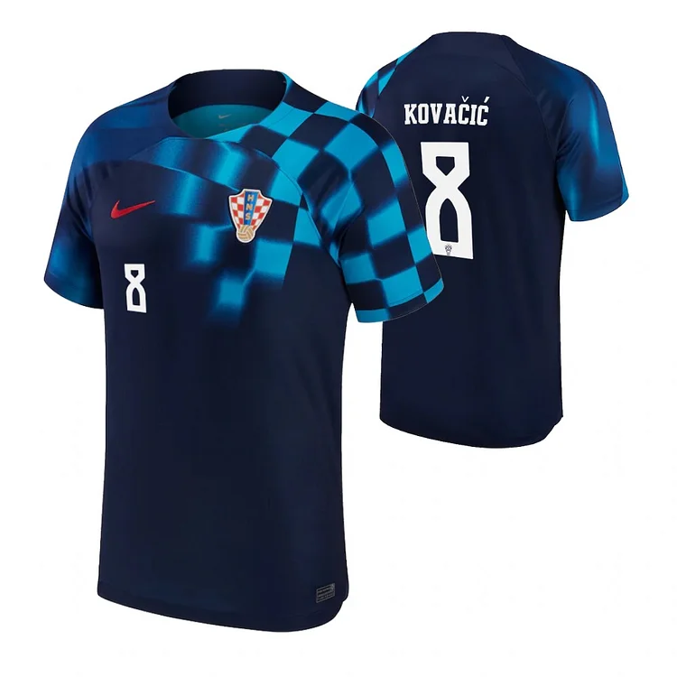 Croatia Mateo Kovacic 8 Away Shirt Kit World Cup 2022