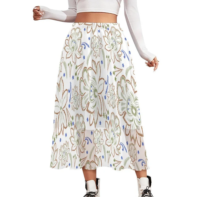 Personalized Women's Ankle Length Blending Maxi Chiffon Long Skirt