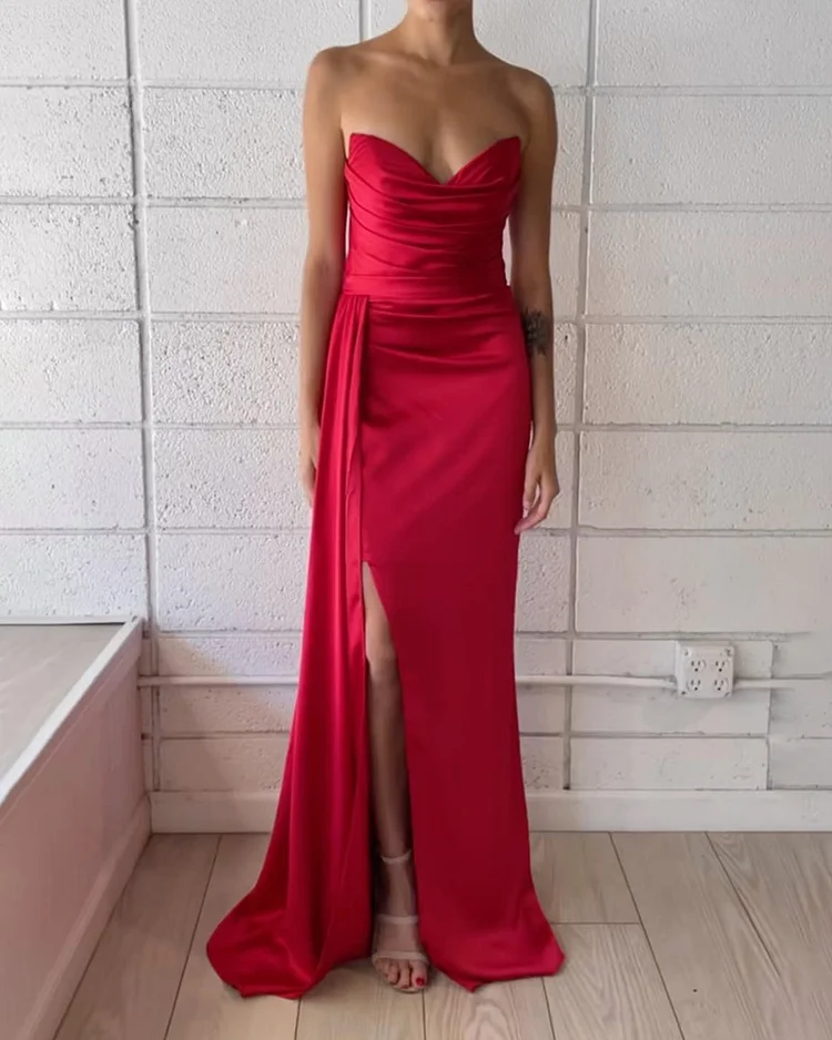 Elegant Wrap Chest Long Dress