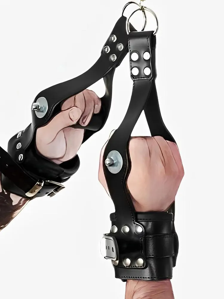 pornhint Pornhint Genuine Leather Suspension Wrist Cuffs: Padded, Adjustable bdsm pillory