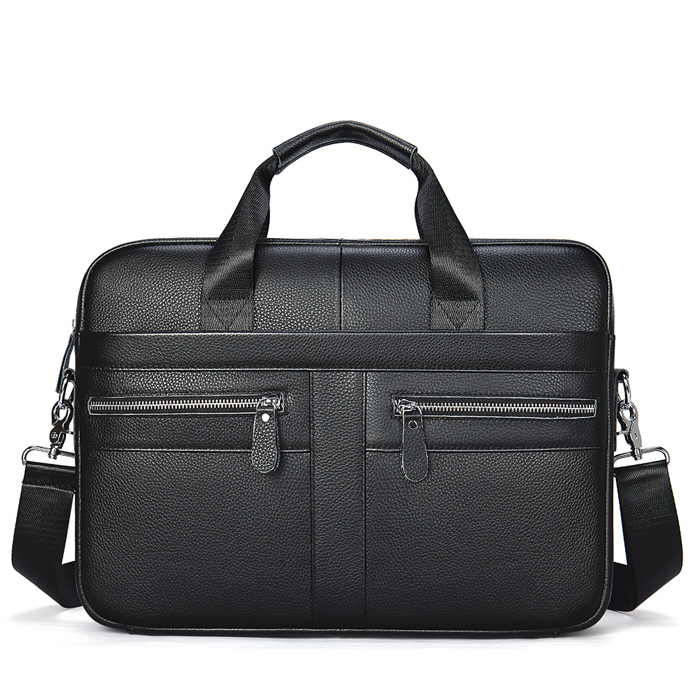 Men's Genuine Leather Briefcase 14-inch Laptop Bag Business Travel Work Handbag Shoulder Bag | ARKGET