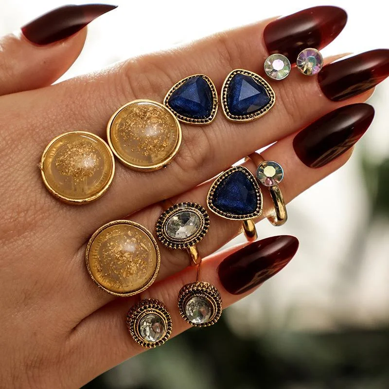 Vintage Four Piece Set Gem Ring Wholesale Cheap Jewelry