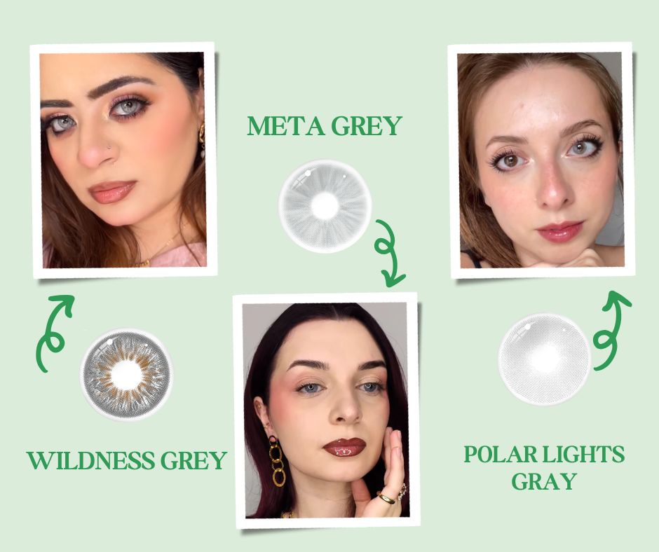 3 shades of popular grey contact lenses from ICOICE