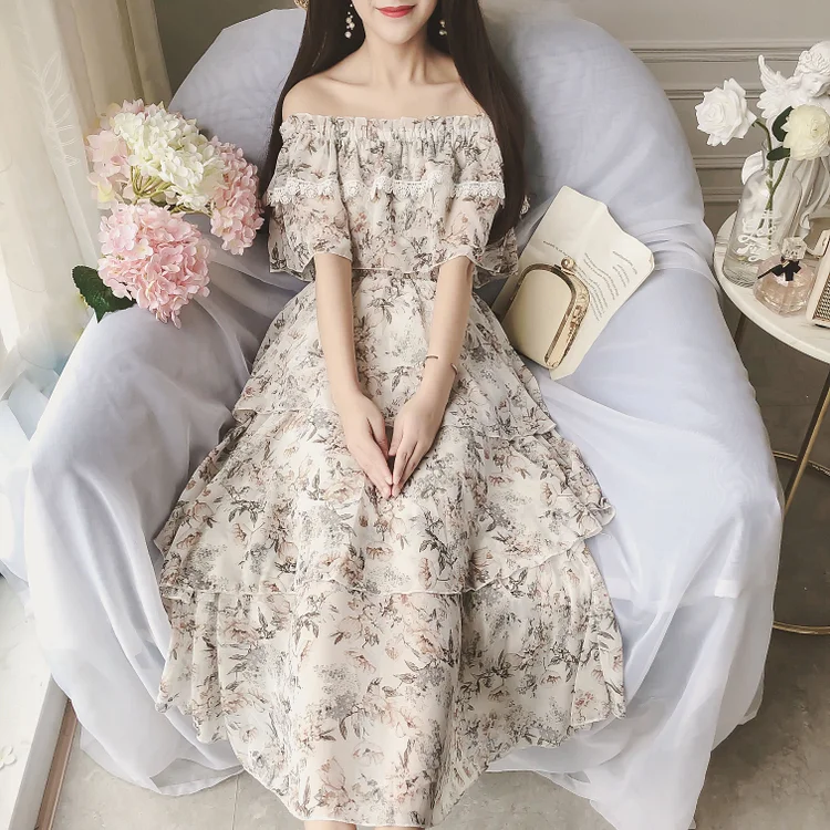 Elegant Chiffon Summer Dress, Fashion Dress