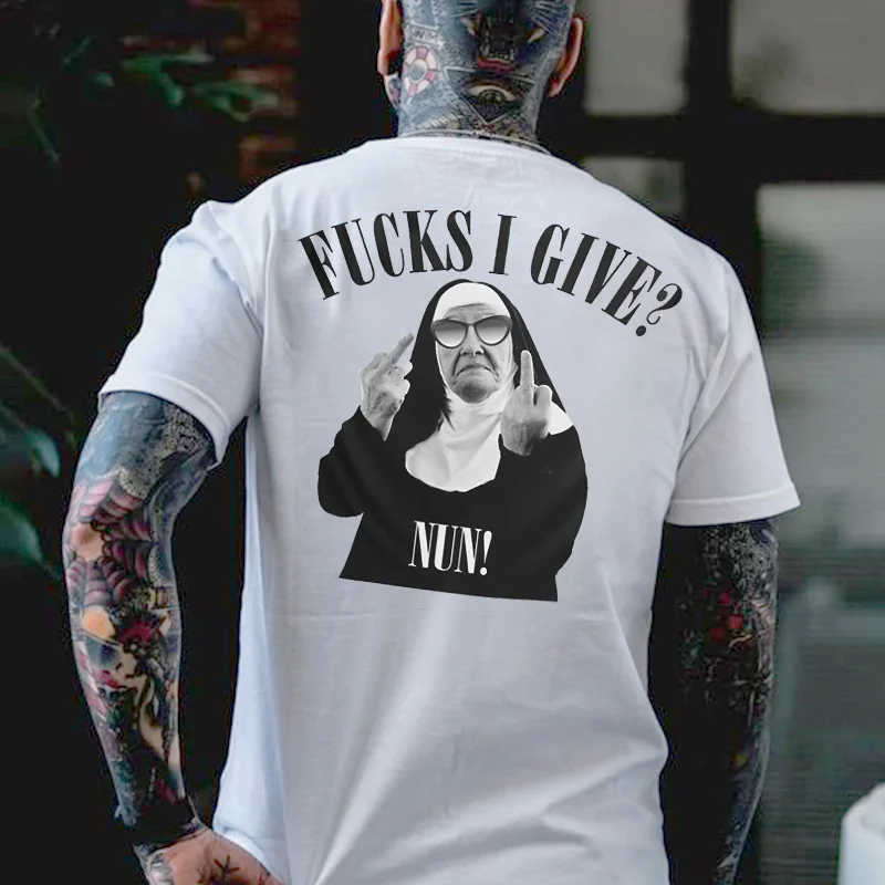 F**Ks I Give? Nun! Printed Men's T-shirt -  