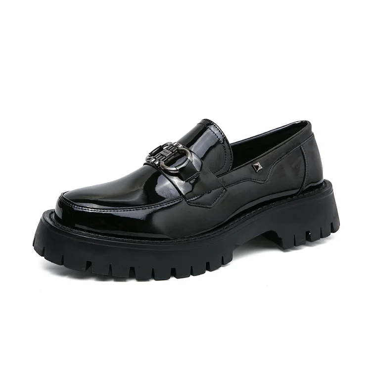 HZCL New Men's Dress Shoes Slip-on Loafers, Round Toe Platform Shoes, Men's Shoes_ ecoleips_old