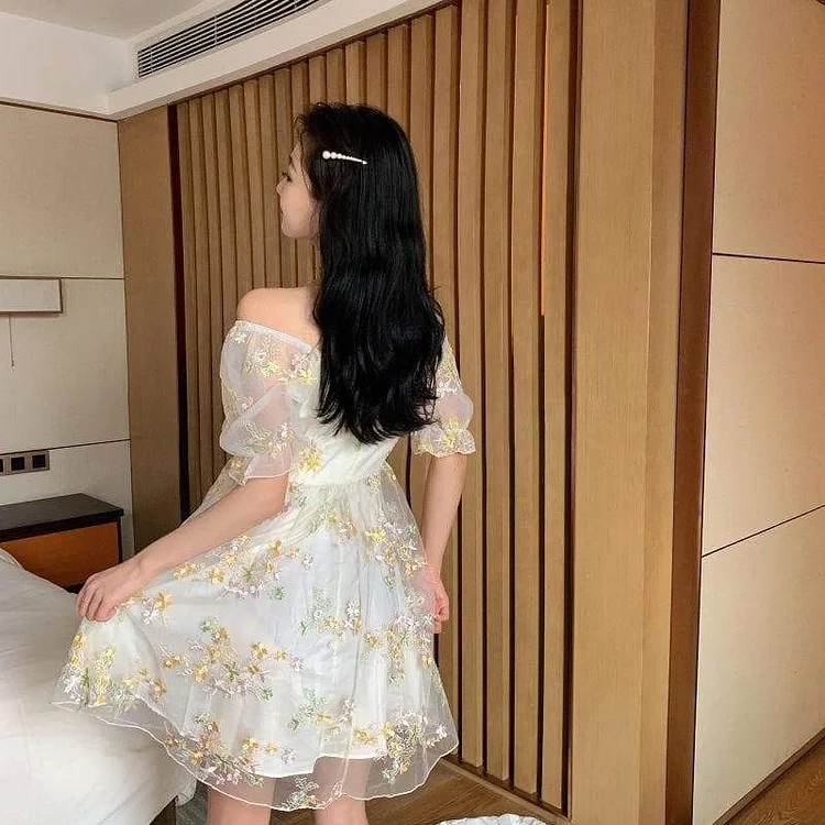 Vintage Cute Bubble Sleeve Floral Dress SP15690