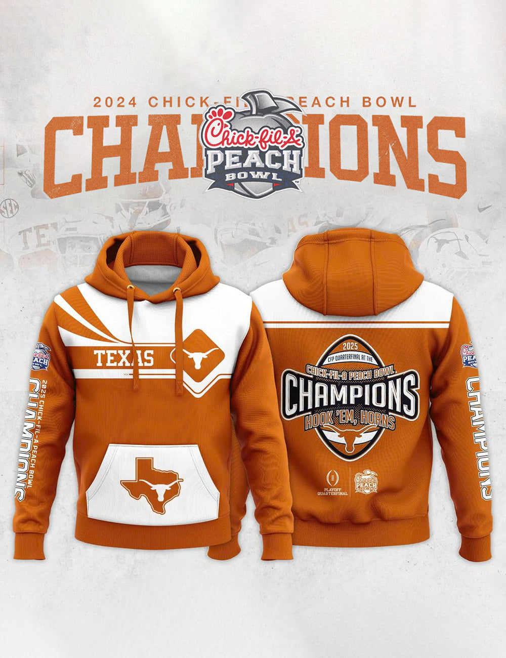 ChickfilA Peach Bowl Texas Longhorns Champions 2025 Hoodie