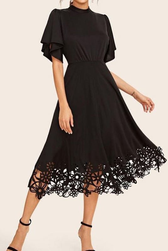 Short Sleeve Black A-Line Cocktail Party Dress - Shop Trendy Women's Clothing | LoverChic