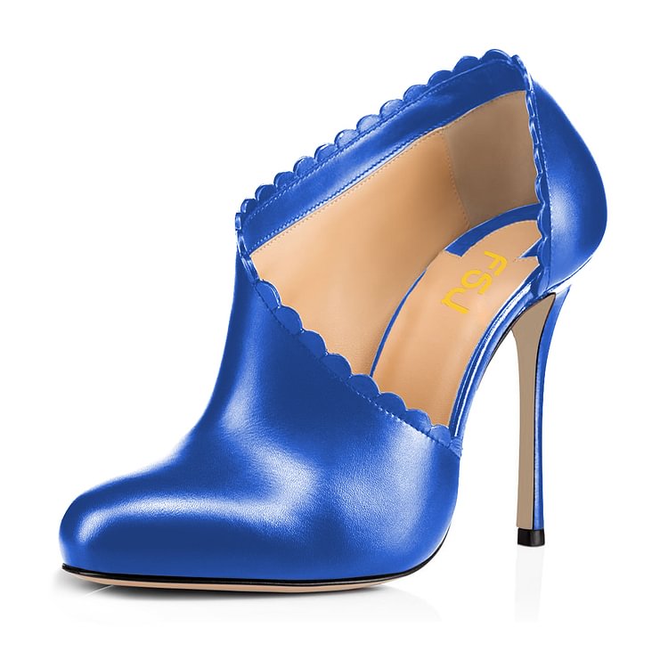 Women's Blue Summer Boots Commuting Stiletto Heels Round Toe Ankle Booties |FSJ Shoes
